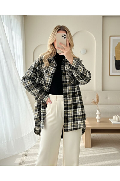 MissRunin Kapaklı Cepli Tüvit Gömlek