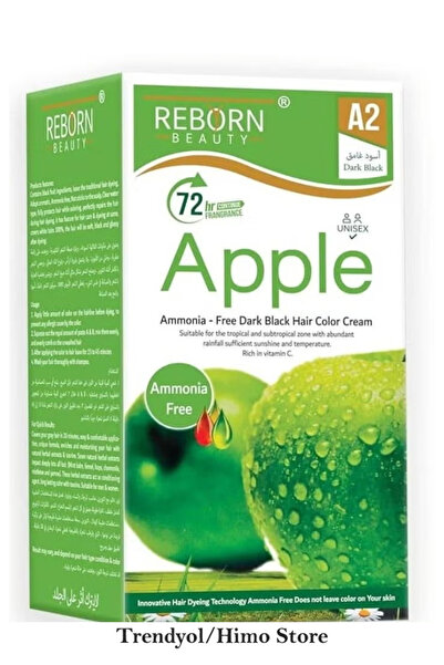 Reborn Beauty كريم تلوين الشعر بالتفاح (خالي من الأمونيا) - أسود داكن A2