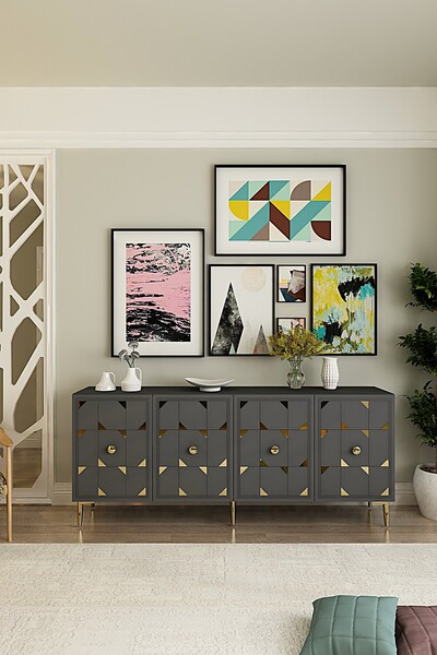 CENEYRA KA1803AG MOKA180 KONSOL, KAHVE KÖŞESİ, TV SEHPASI ANTRASİT-GOLD 180cm