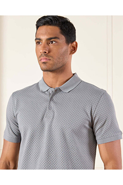 REDTAG Men Grey Printed Polo Shirt