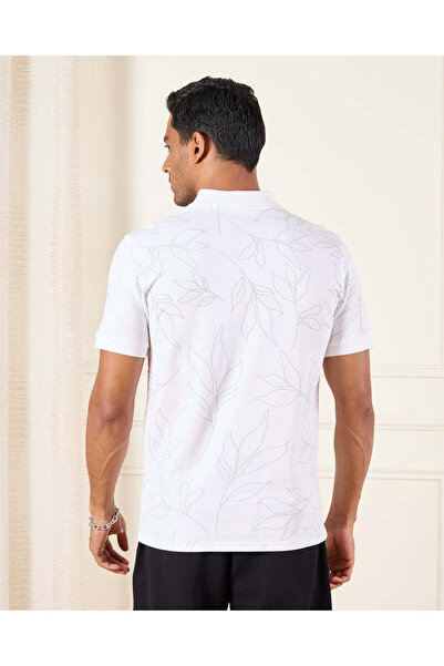 REDTAG Men White Printed Polo Shirt