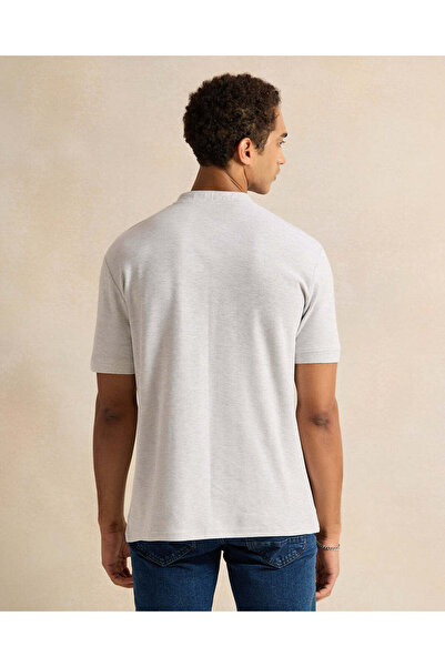 REDTAG Men Ecru Mandarin Collar T-Shirt