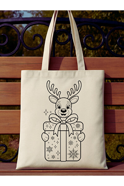 Cemira Painting Bag New Year's Cloth Bag with Deer Paintable Kindergarten Children's Activity Painting
