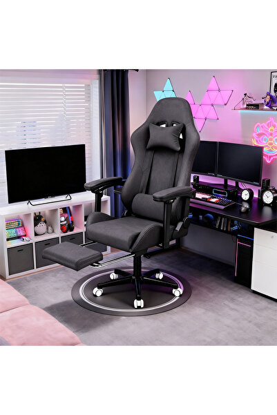 AZZHAAR Gaming Chair Computer Chair, Flannelette Fabric Game Chair, High-Back Design, Adjustable Recline
