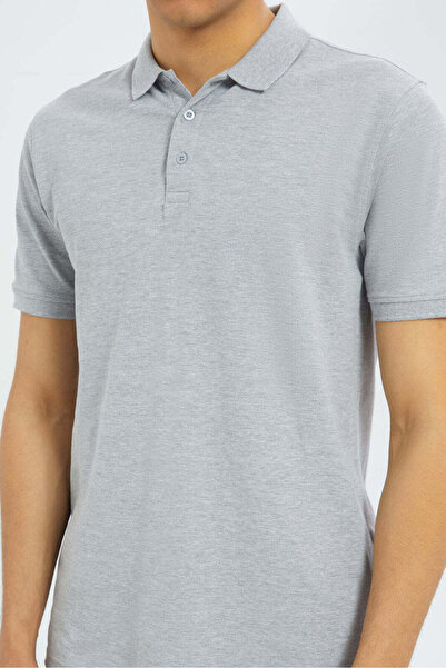 REDTAG Men Grey Plain Polo Shirt