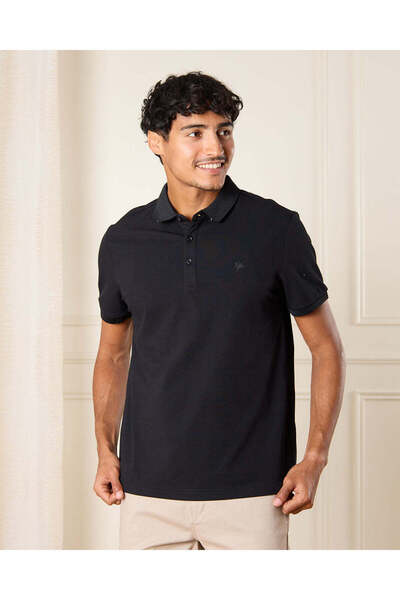 REDTAG قميص بولو رجالي أسود سادة