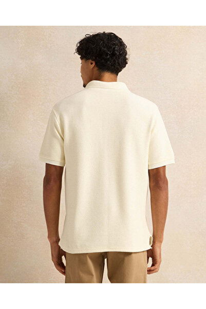 REDTAG Men Ivory Jacquard Polo Shirt