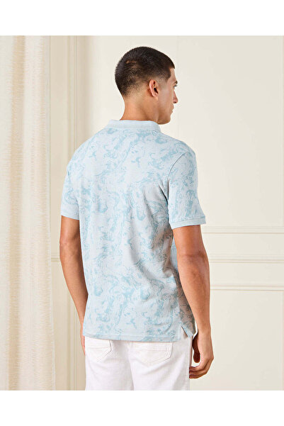 REDTAG Men Blue Printed Polo Shirt