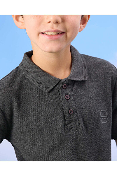 REDTAG Boys Charcoal Collared Polo t-Shirt
