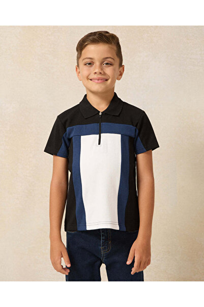 REDTAG تي شيرت بولو أزرق داكن للأولاد، قابل للقص والخياطة