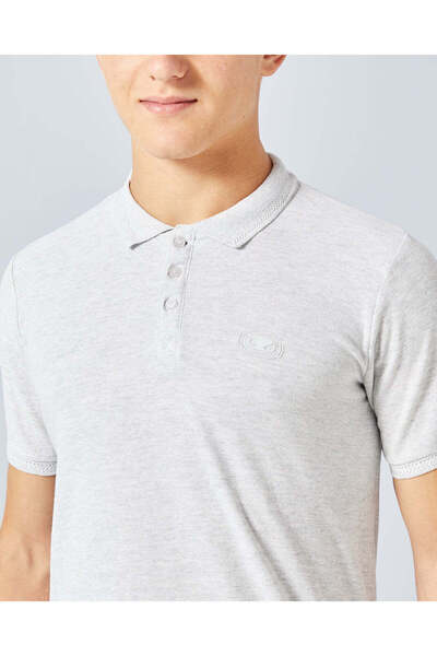 REDTAG Senior Boys Grey Basic Polo Shirt