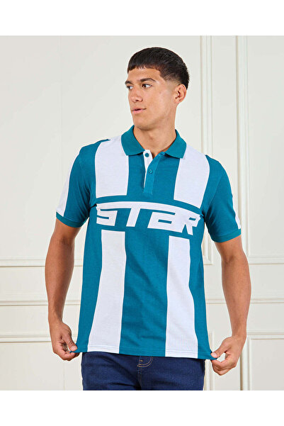REDTAG Men Green Striped Polo Shirt