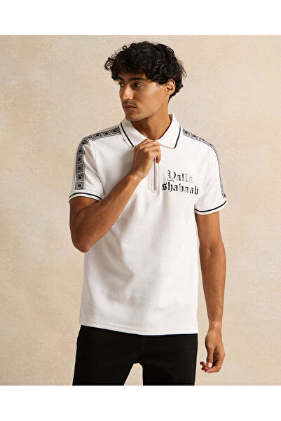 REDTAG Men White Printed Polo Shirt