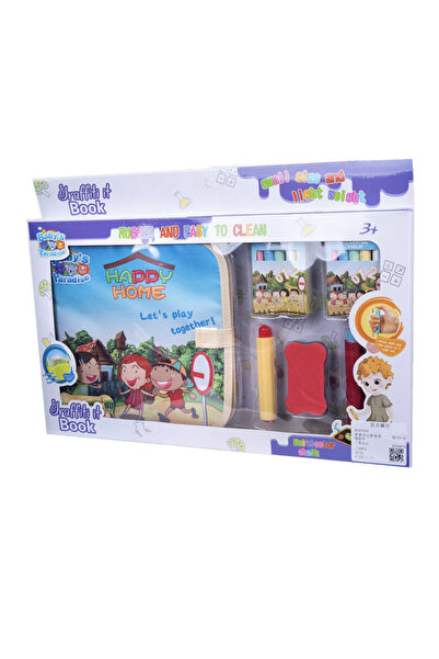 Krista Carte de colorat cu 6 pagini, reutilizabilă, cu cretă, rezistentă la apă, Happy Home