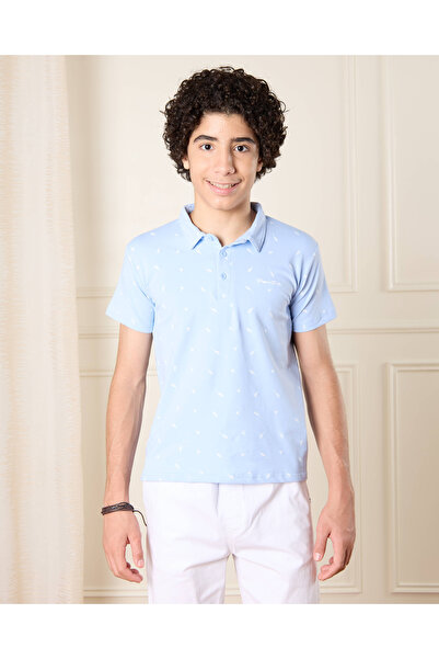 REDTAG Senior Boys Blue Embellished Polo T-Shirt