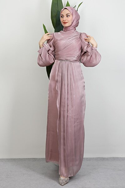 GİYZAMİLA Ahunisa Yoryo Evening Dress Soft Pink