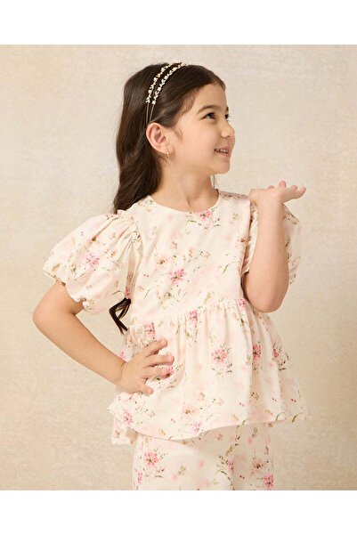 REDTAG Girls Pink Printed Blouse