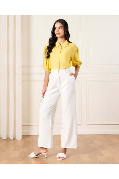 REDTAG Women Yellow Button Down Shirt