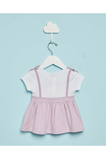 REDTAG Infant Girls White And Lilac Embroidered Blouse