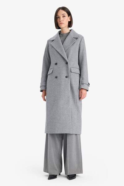 DeFacto Regular Fit Düğmeli Kaşe Uzun Kaban F1215AX25WN