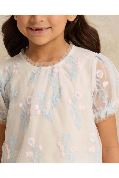 REDTAG Girls White Embroidered Blouse