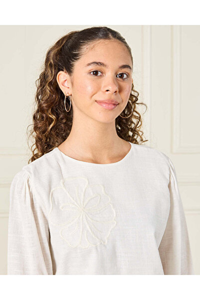 REDTAG Senior Girls White With Embroidered Top