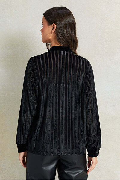 REDTAG Women Black Velour Blouse