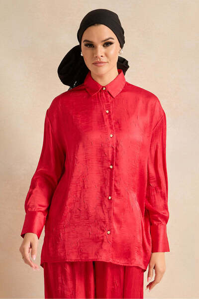 REDTAG Women Red Collared Shirt