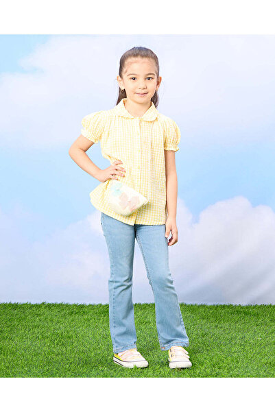 REDTAG Girls Yellow Checkered Blouse