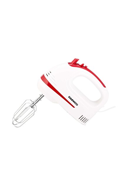 Daewoo Mixer cu bol DHM100W, 300 W, 5 viteze, capacitate bol 2 L, carlig framantare, Alb/Rosu