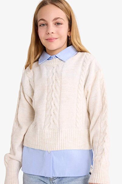 DeFacto Girl's Crew Neck Knitwear Sweater F2621A825Wn