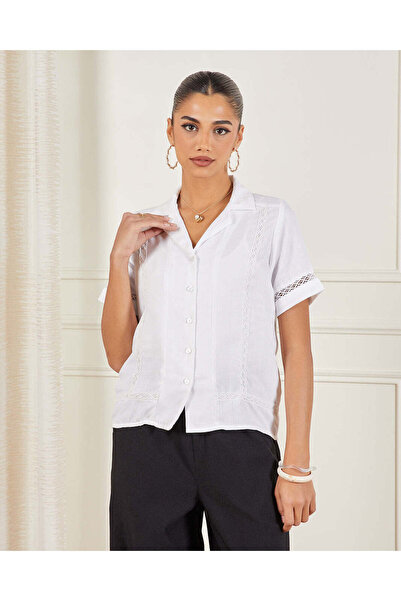 REDTAG Women White Embroidered Blouse