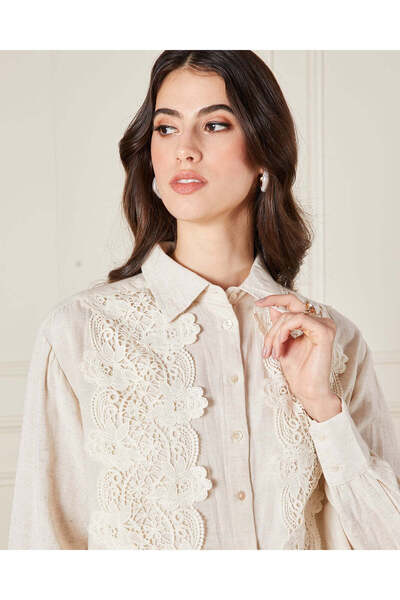 REDTAG Women Cream Embellished Detailed Shirt
