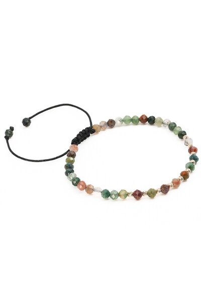 MANAVA Bracelet with 10 14K gold balls and faceted Indian agate spheres