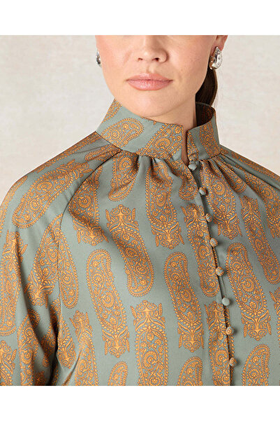 REDTAG Women Mustard Printed Button Down Blouse