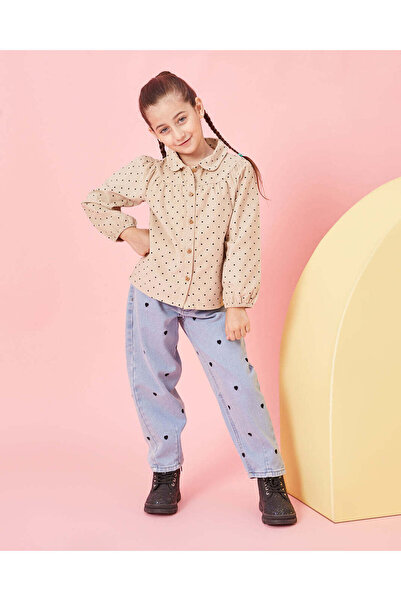 REDTAG Girls Beige Polka Dots Blouse