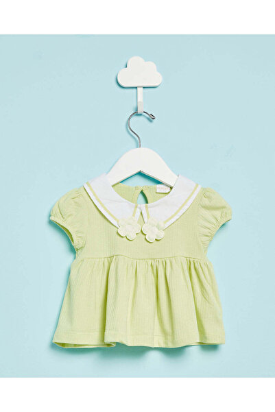 REDTAG Infant Girls Mint Plain Collared Blouse