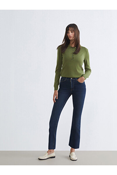 LC Waikiki LCW JeansIndigo Crop Flare Kadın Jean Pantolon