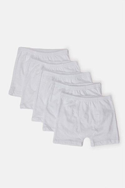 REDTAG Boys White Boxer Short Set (5 Piece)