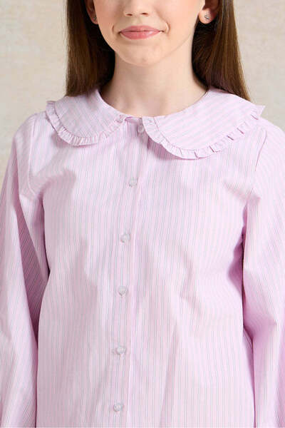 REDTAG Senior Girls Purple Peter Pan Collared Shirt