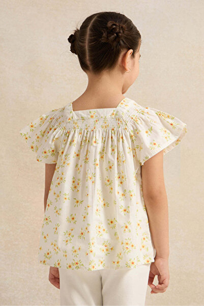 REDTAG Girls White Floral Printed Blouse