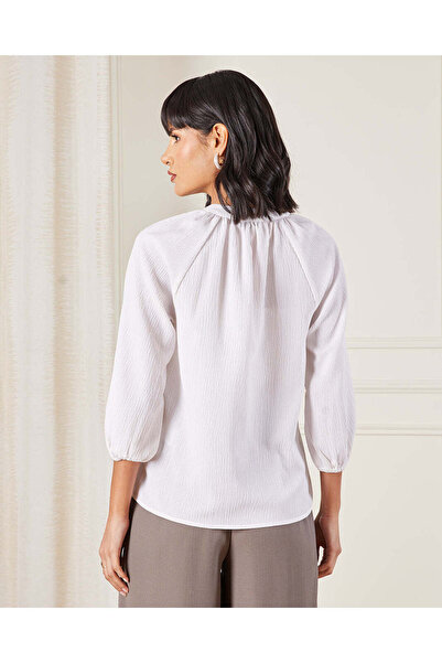 REDTAG Women Ivory Crinkled Blouse