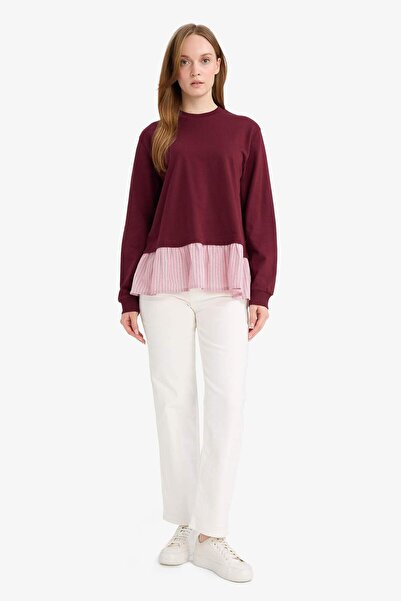 DeFacto Regular Fit Crew Neck Hem Detailed Sweatshirt Tunic F3293Ax25Wn