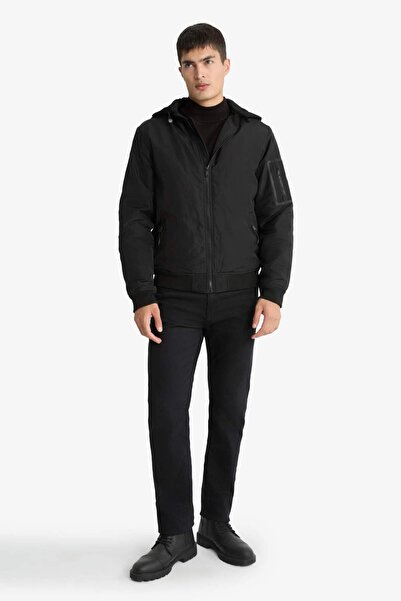 DeFacto Ελαφρύ παλτό Bomber Slim Fit - Αποσπώμενη κουκούλα, με φερμουάρ, διπλή τσέπη C5908ax24wn