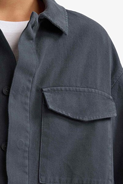 DeFacto Boy's Oversize Wide Fit Polo Neck Long Sleeve Shirt G3621A825Au