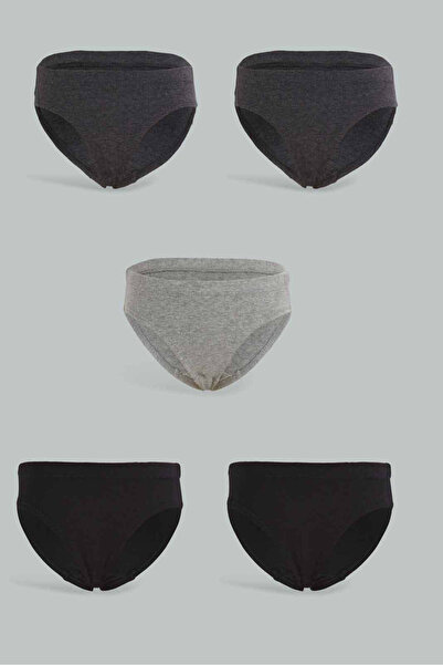 REDTAG Boys Grey And Black Boxer Short Set (5 Piece)