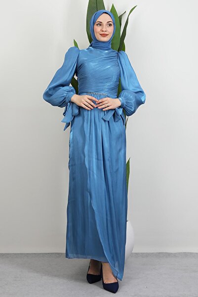 GİYZAMİLA Ahunisa Yoryo Evening Dress Blue