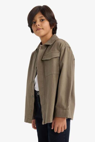 DeFacto Erkek Çocuk Oversize Geniş Kalıp Polo Yaka Uzun Kollu Gömlek G3621A825AU