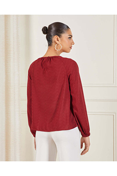 REDTAG Women Burgundy Embellished Blouse