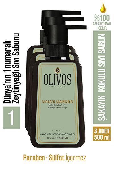 Olivos %100 Doğal Zeytinyağlı Şakayık Kokulu Sıvı El Sabun Yoğun Nemlendirici...